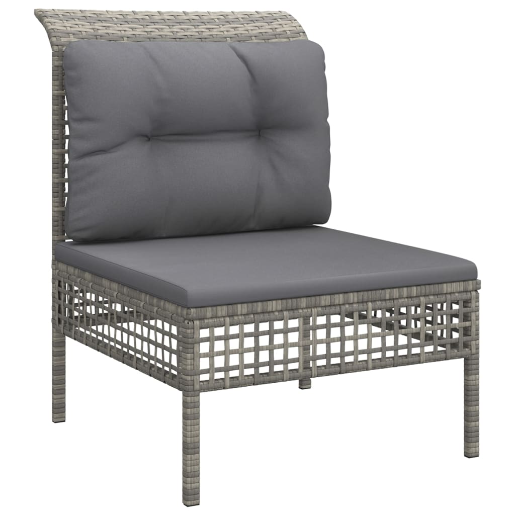 Set mobilier de grădină cu perne, 7 piese, gri, poliratan