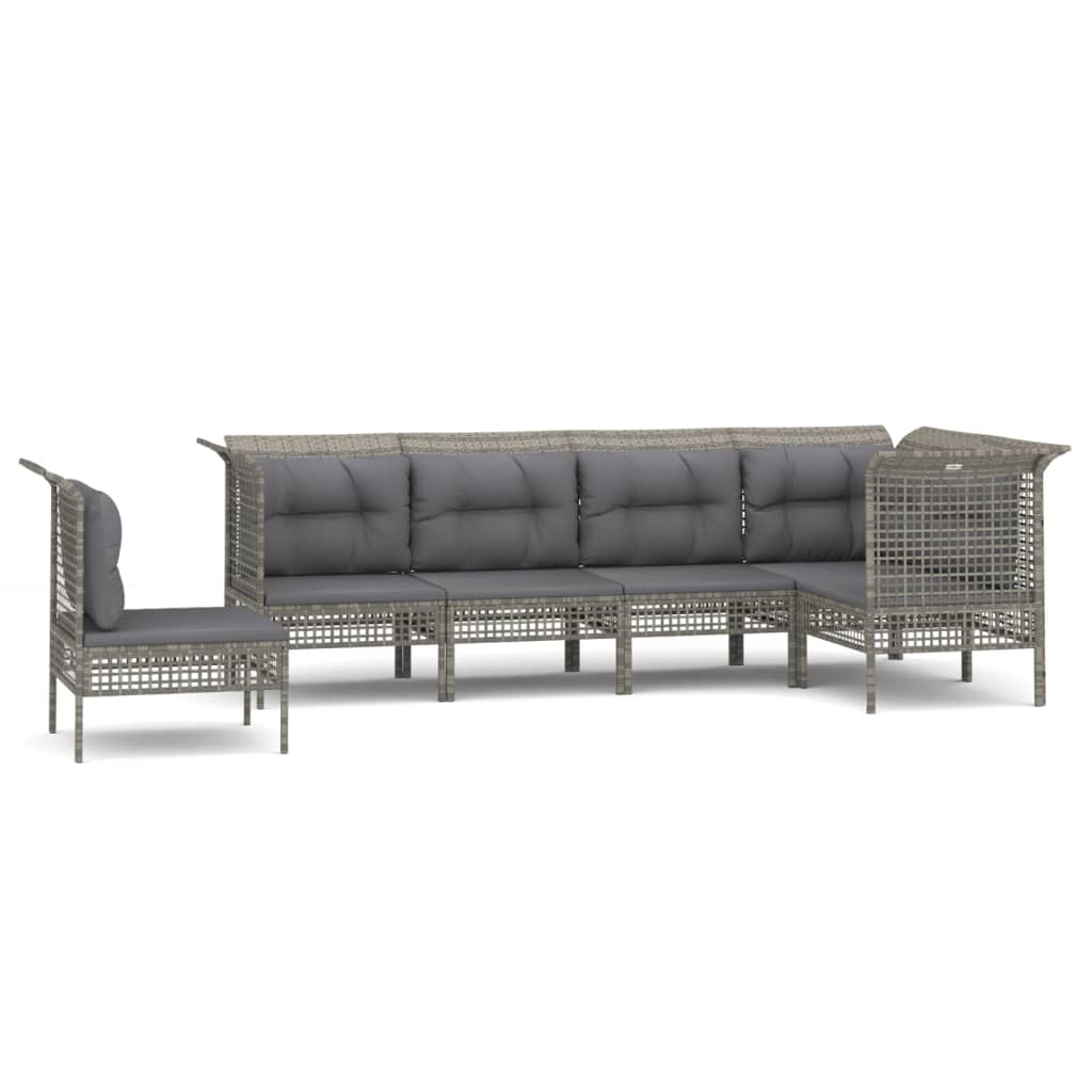 Thumbnail - vidaXL 6-tlg. Garten-Lounge-Set mit Kissen Grau Poly Rattan