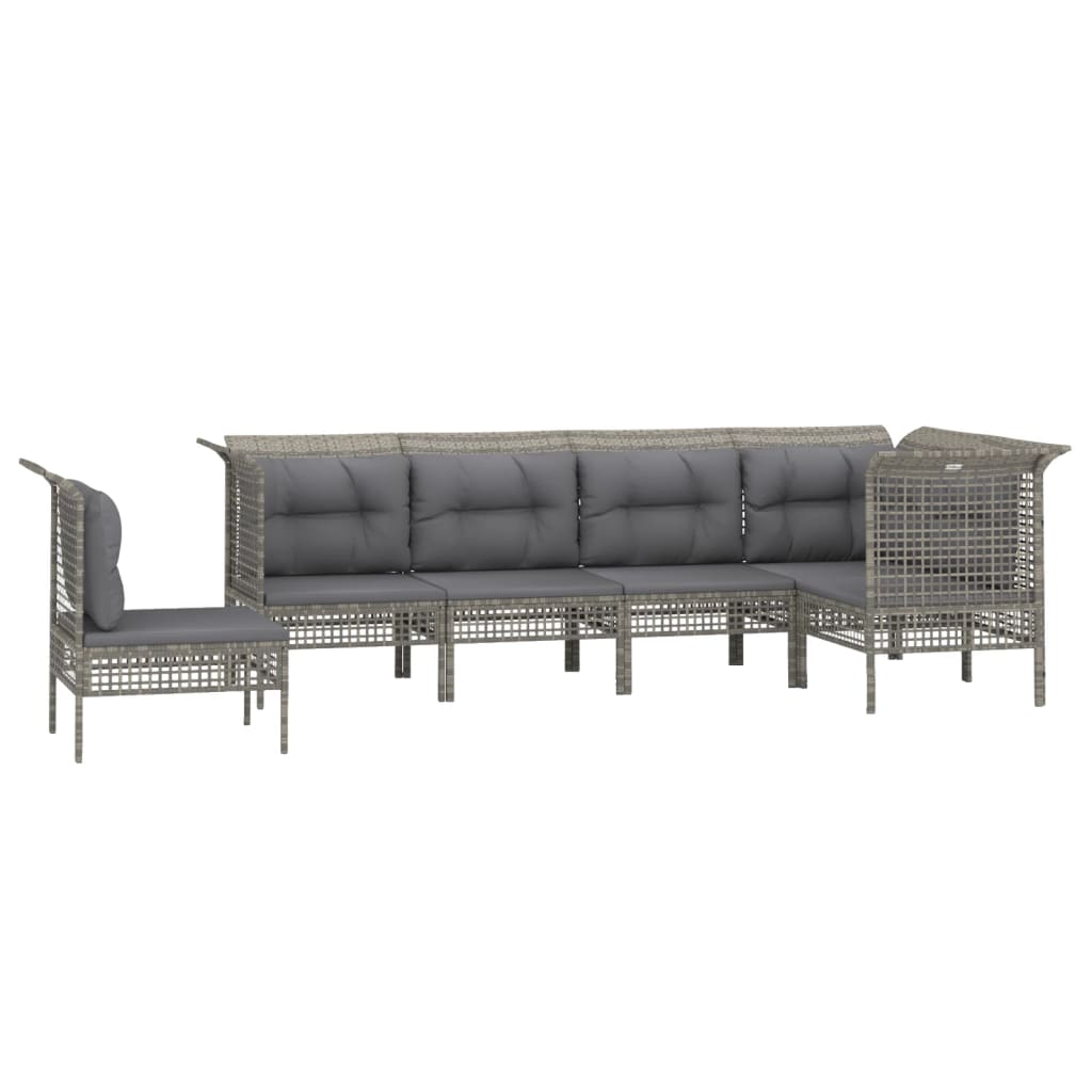 Thumbnail - vidaXL 6-tlg. Garten-Lounge-Set mit Kissen Grau Poly Rattan