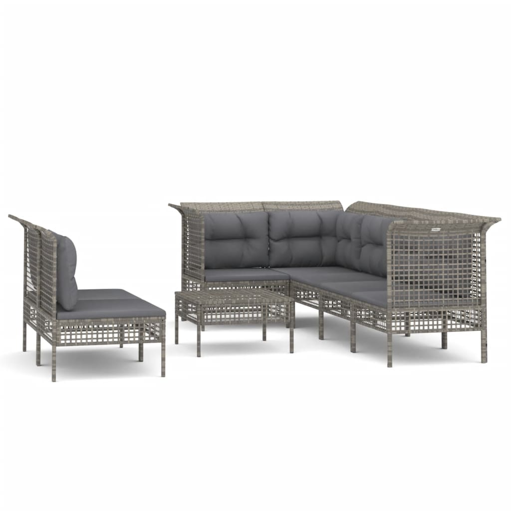 Thumbnail - vidaXL 8-tlg. Garten-Lounge-Set mit Kissen Grau Poly Rattan