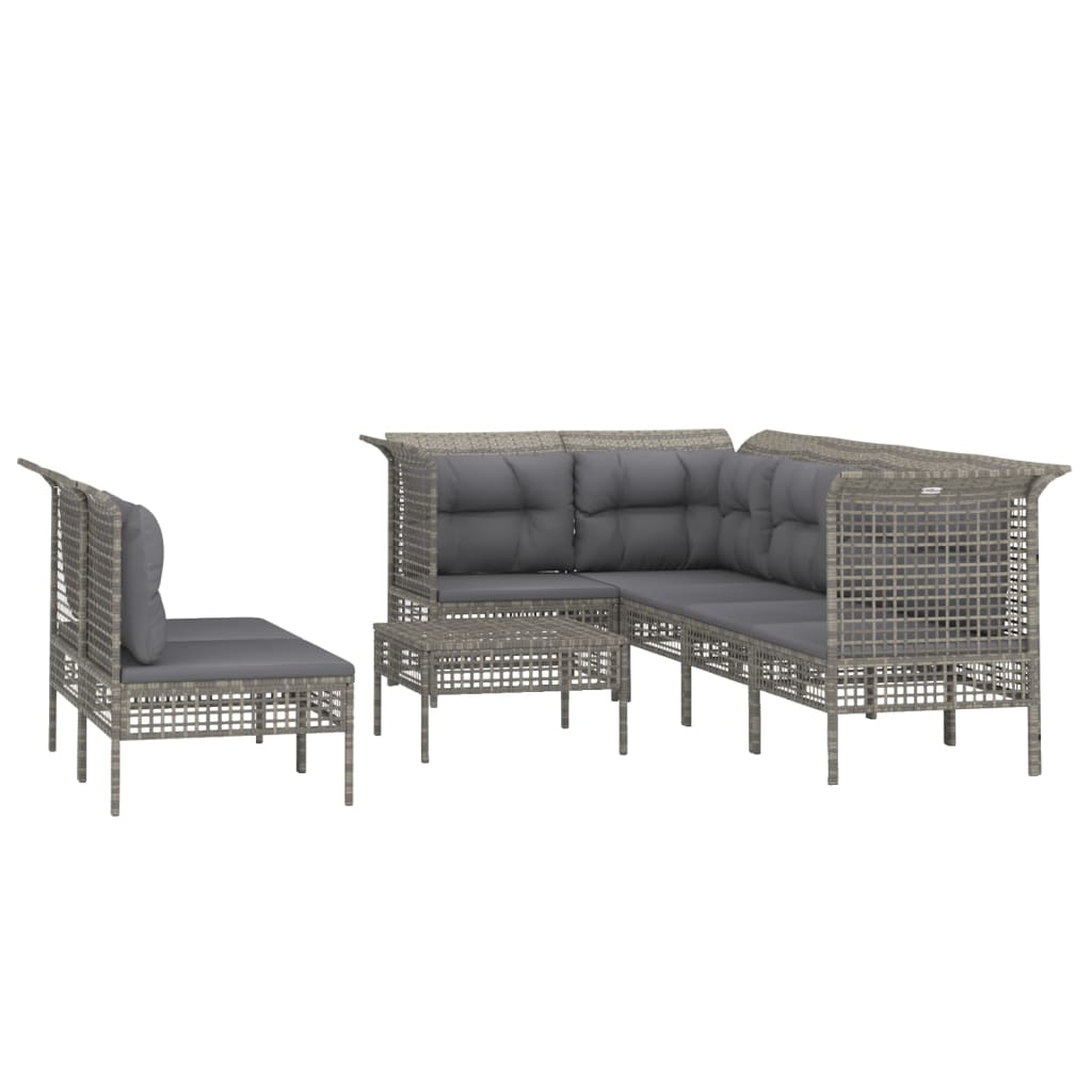 vidaXL 8-delige Loungeset met kussens poly rattan grijs afbeelding