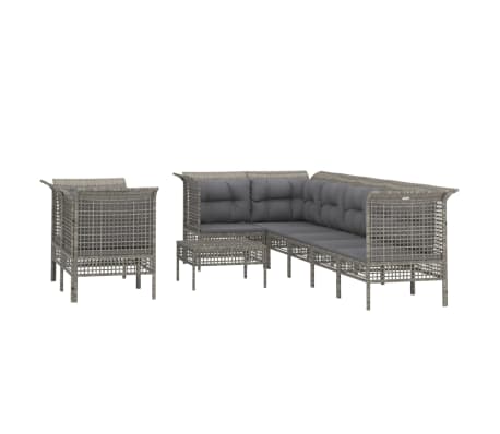 vidaXL Salon de jardin 9 pcs avec coussins Gris R&eacute;sine tress&eacute;e