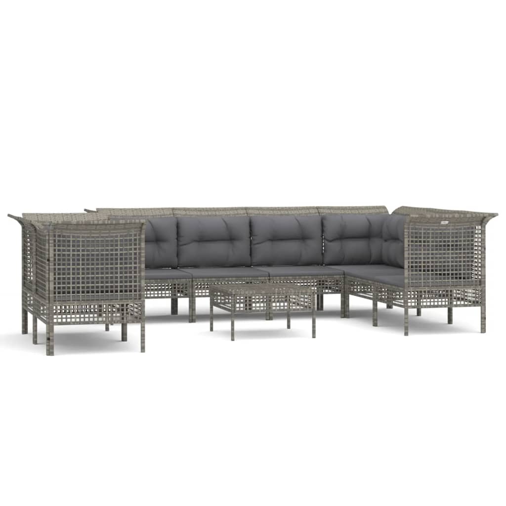 Thumbnail - vidaXL 9-tlg. Garten-Lounge-Set mit Kissen Grau Poly Rattan