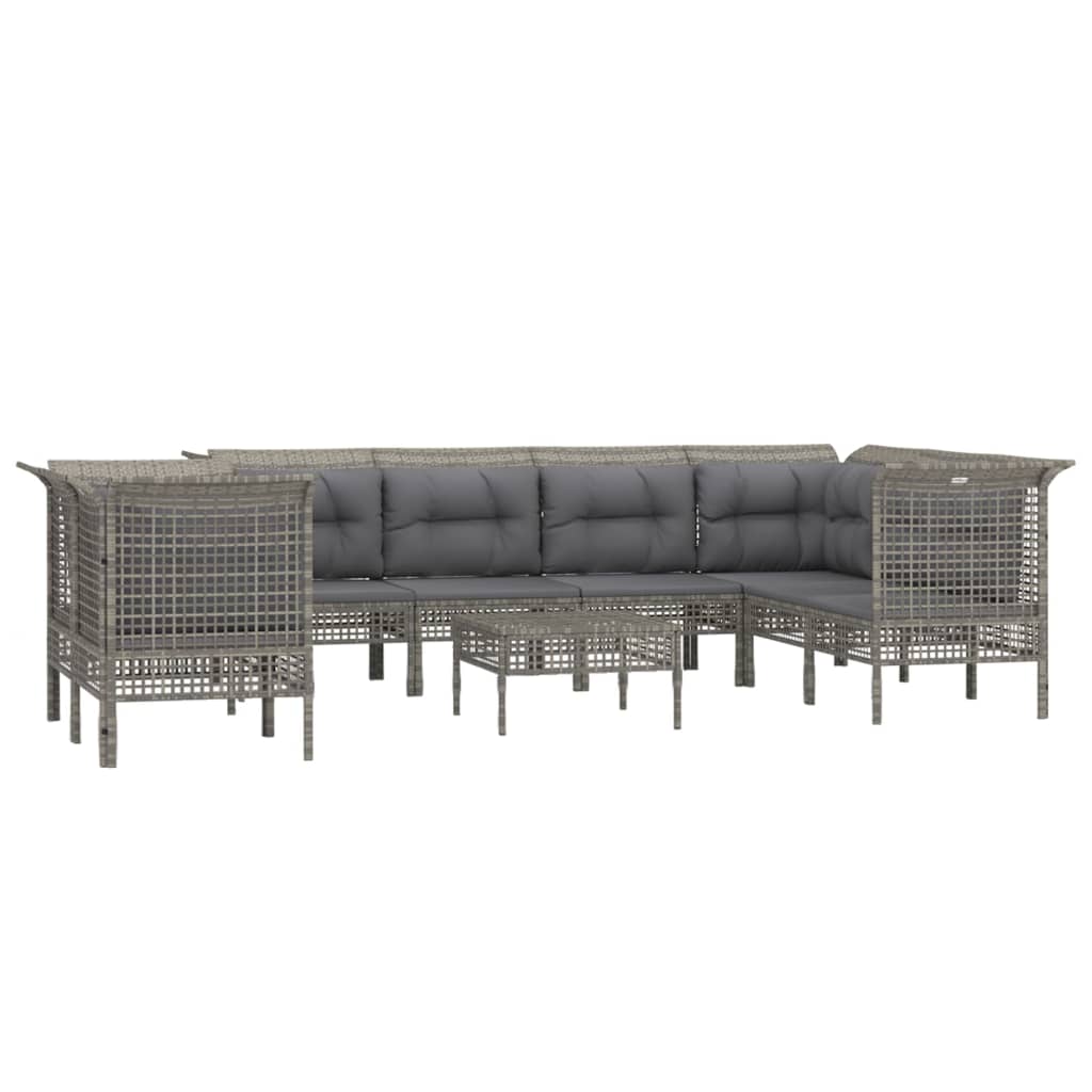 Thumbnail - vidaXL 9-tlg. Garten-Lounge-Set mit Kissen Grau Poly Rattan