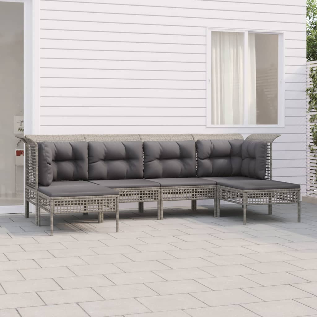 vidaXL Salon de jardin 6 pcs avec coussins Gris Résine tressée