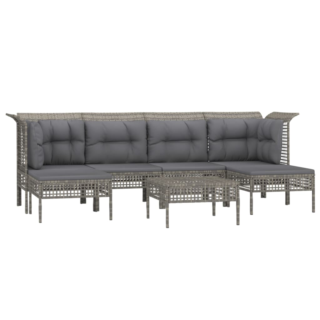 vidaXL 7-delige Loungeset met kussens poly rattan grijs afbeelding