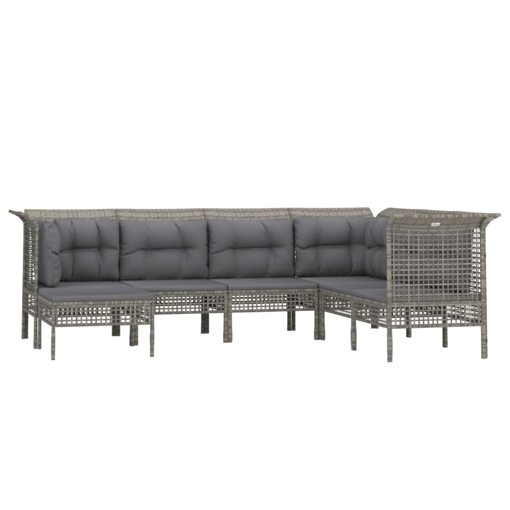 vidaXL 7-delige Loungeset met kussens poly rattan grijs afbeelding