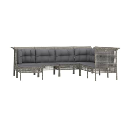 vidaXL 7-delige Loungeset met kussens poly rattan grijs