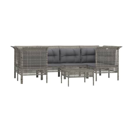 vidaXL 7-delige Loungeset met kussens poly rattan grijs