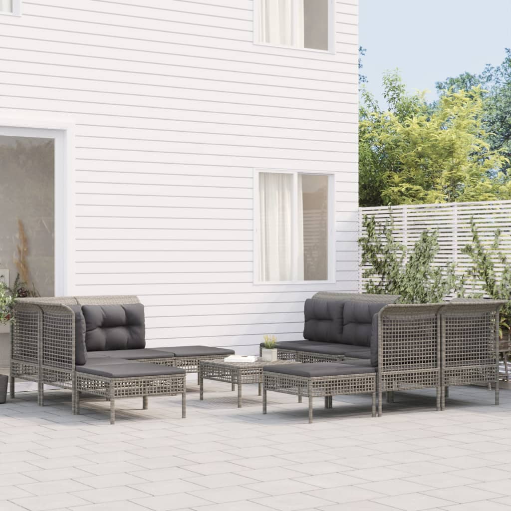 Set Mesa de exterior y 10 sillas de Jardín en Ratán Sintético