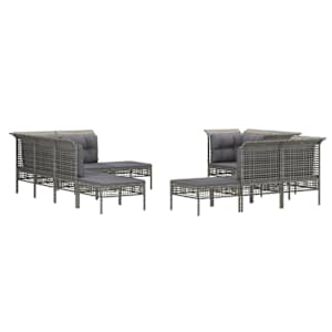 vidaXL Sodo komplektas su pagalvėlėmis, 10 dalių, pilkas, poliratanas