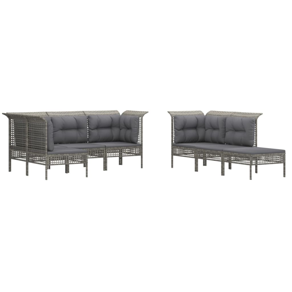 Thumbnail - vidaXL 10-tlg. Garten-Lounge-Set mit Kissen Grau Poly Rattan