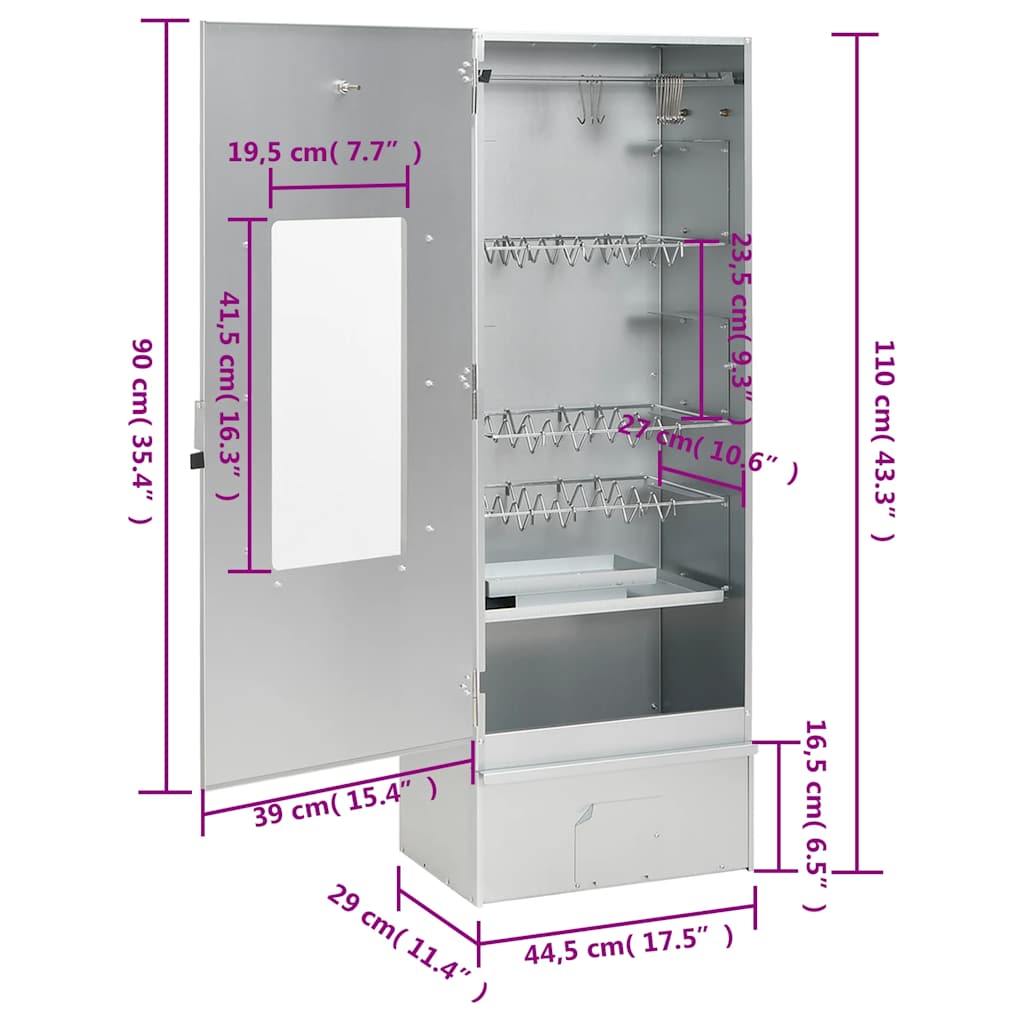 thumbnail image 2 of BBQ Oven Smoker With Table Galvanised Steel VSVS4896656 2 of 14