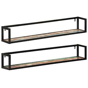 vidaXL seinariiulid 2 tk, 110 x 17 x 17 cm, taastatud puit ja raud