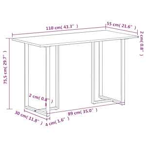 Jídelní stůl 110 x 55 x 75,5 cm masivní mangovníkové dřevo - obrázek 8