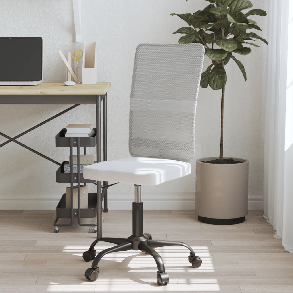 vidaXL Scaun de birou reglabil în înălțime, alb, plasă și textil