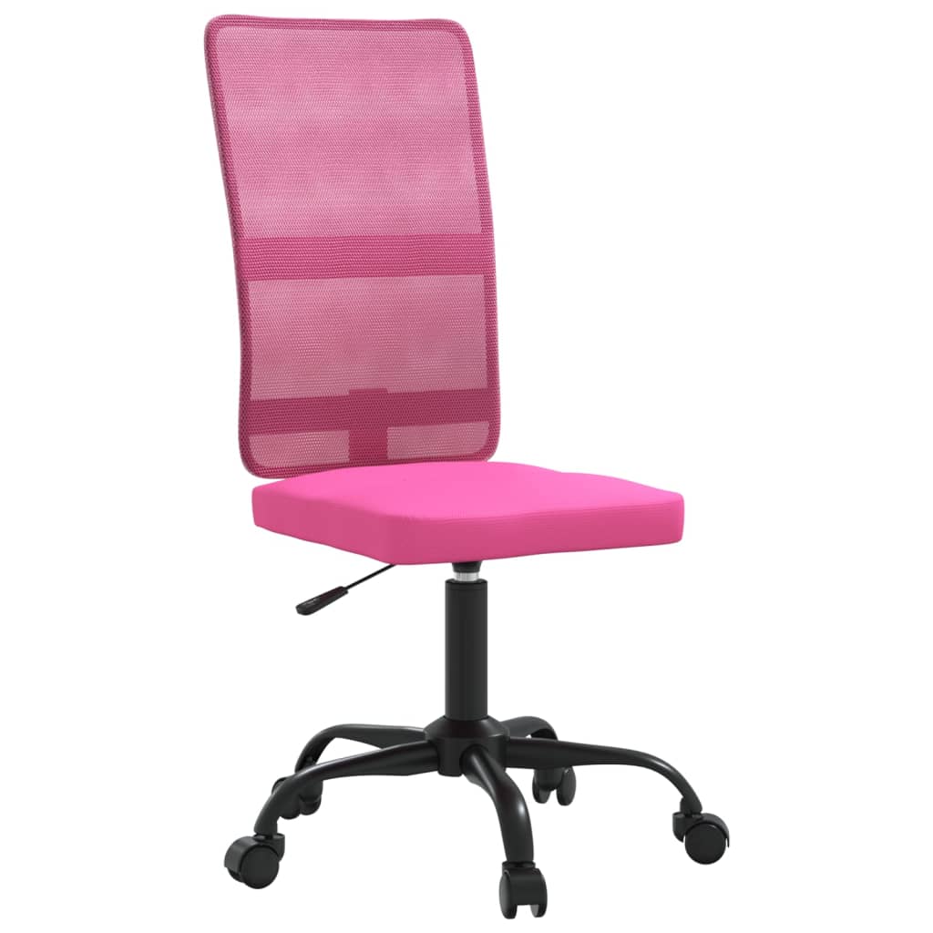 Scaun de birou reglabil în înălțime, roz, plasă și textil