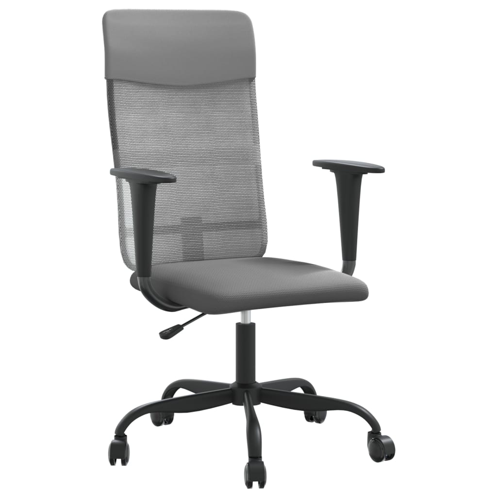 Image of vidaXL Office Chair Height Adjustable Grey Mesh Fabric and Faux Leather