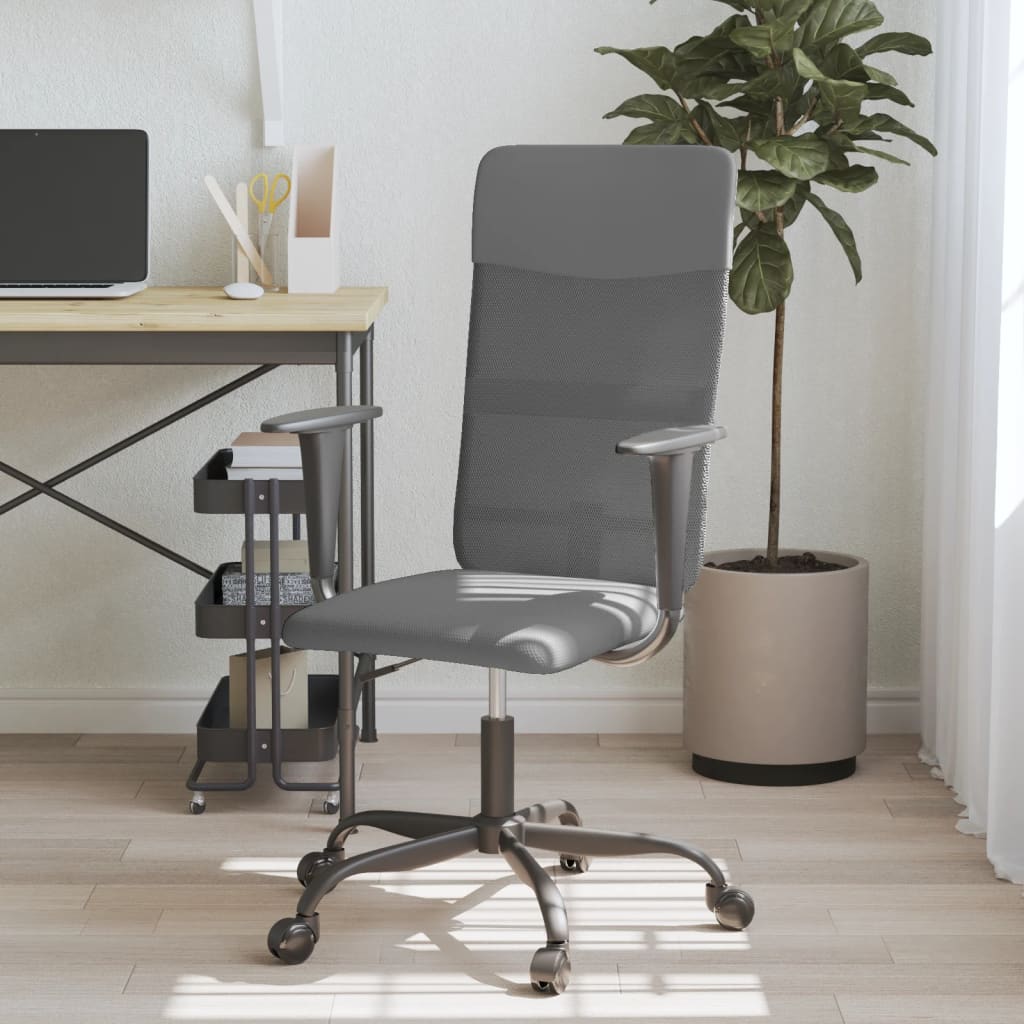 vidaXL Scaun de birou, gri, plasă textilă și piele ecologică