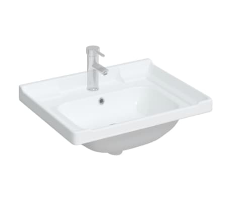 vidaXL &Eacute;vier de salle de bain blanc 61x48x23cm rectangulaire c&eacute;ramique