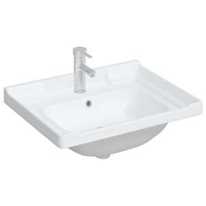 vidaXL &Eacute;vier de salle de bain blanc 61x48x23cm rectangulaire c&eacute;ramique