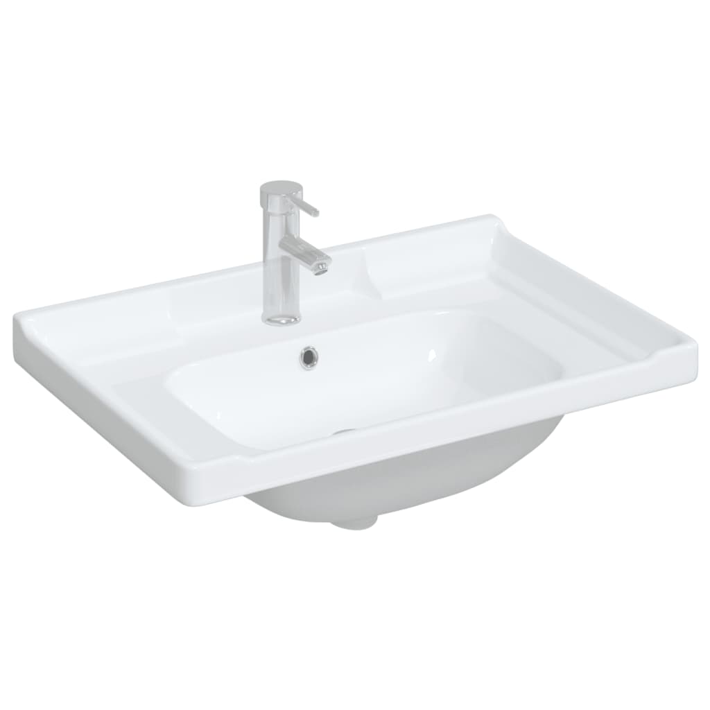 vidaXL Wastafel rechthoekig 71x48x23 cm keramiek wit afbeelding