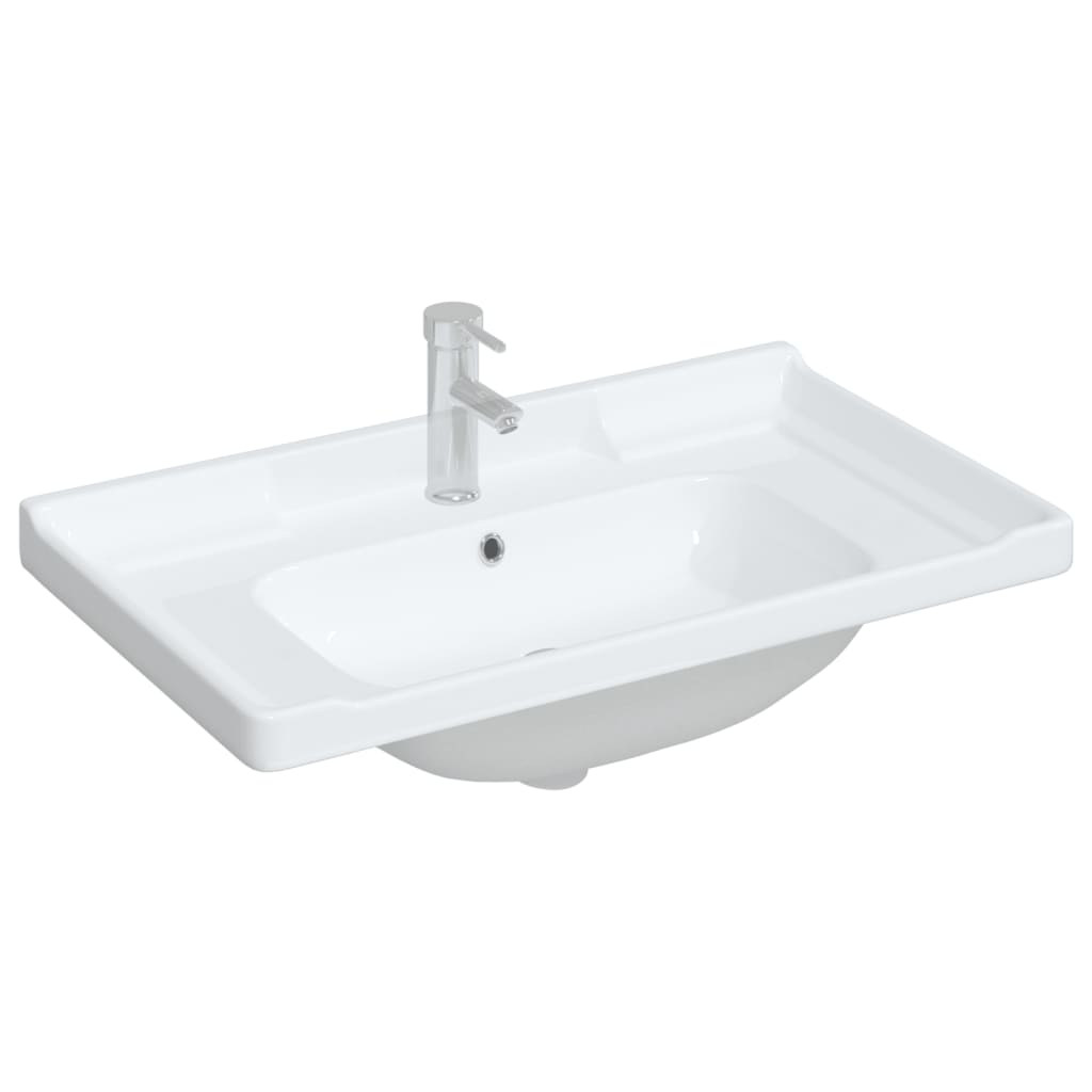 vidaXL Wastafel rechthoekig 81x48x23 cm keramiek wit afbeelding