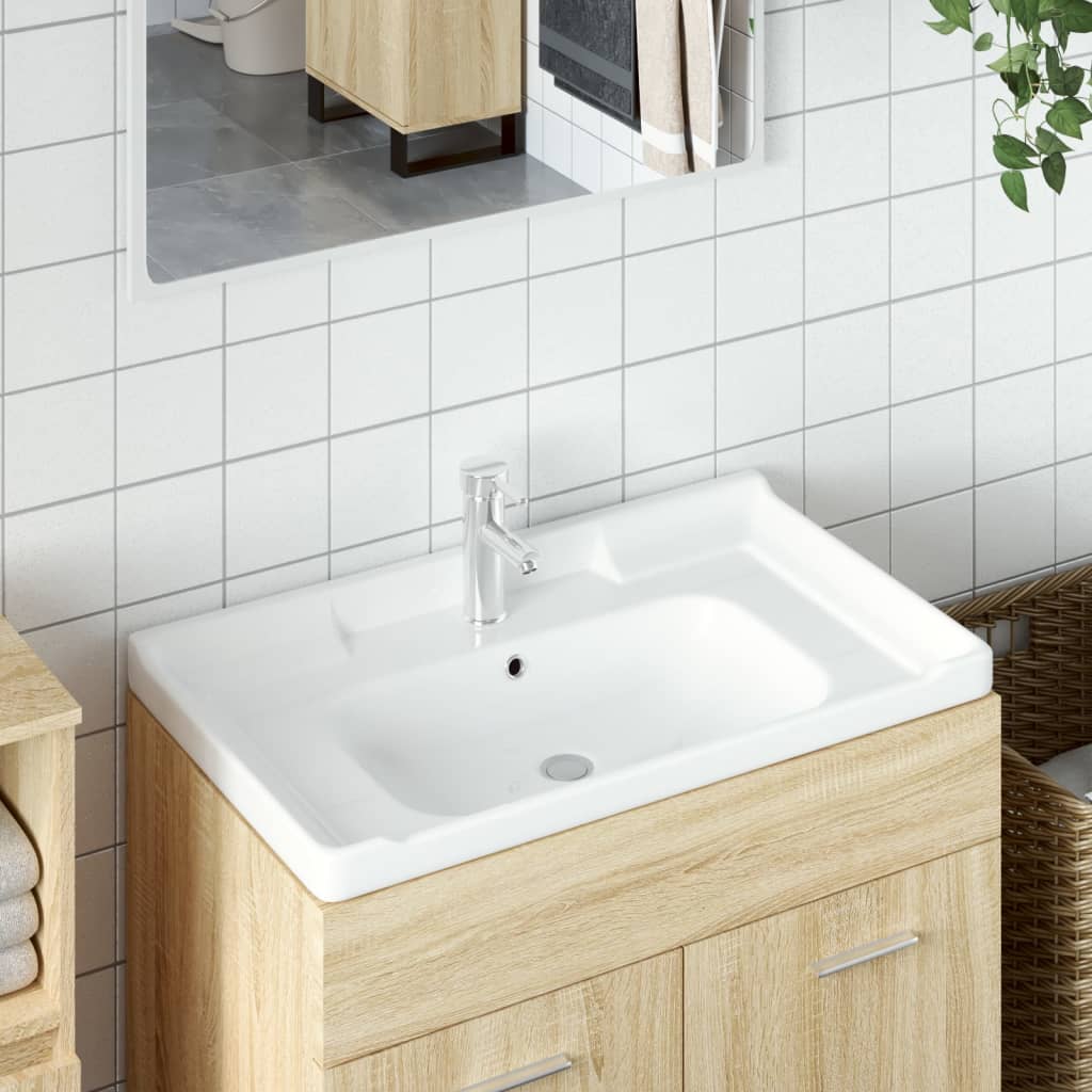 Lavandino da Bagno Bianco 81x48x23 cm Rettangolare in Ceramica