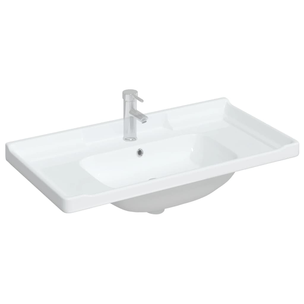vidaXL Kylpyhuoneen pesuallas valk 91,5x48x23 cm suorakaide keraaminen