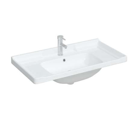 vidaXL Bathroom Sink White 91.5x48x23 cm Rectangular Ceramic