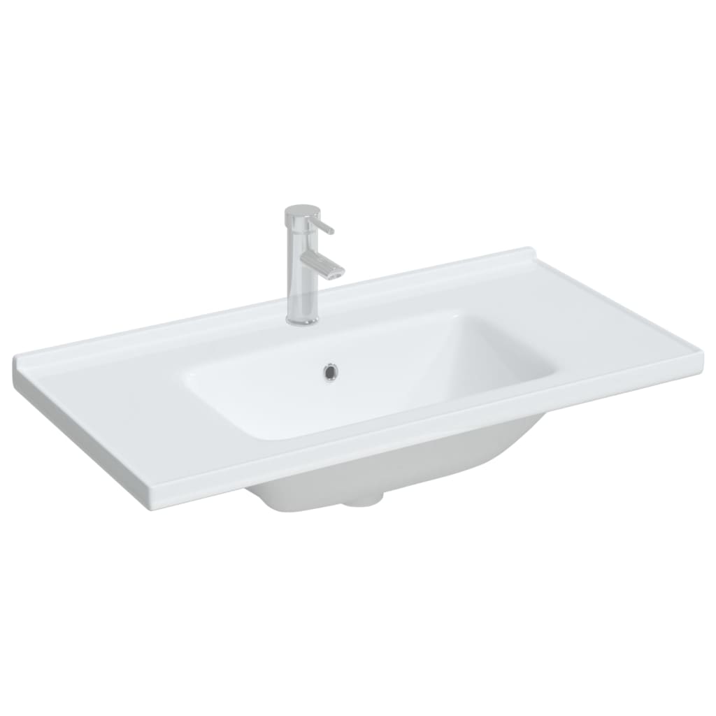 vidaXL Wastafel rechthoekig 91,5x48x19,5 cm keramiek wit afbeelding