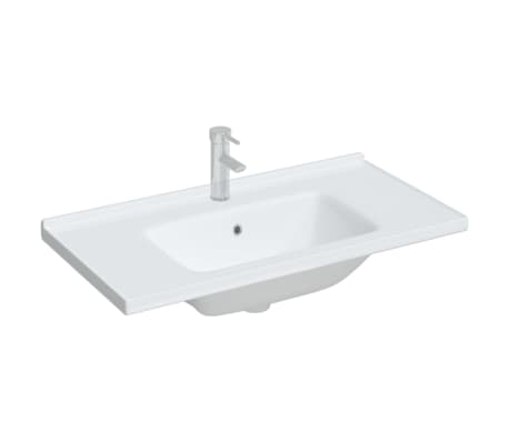 vidaXL Bathroom Sink White 91.5x48x19.5 cm Rectangular Ceramic
