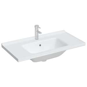 vidaXL Bathroom Sink White 91.5x48x19.5 cm Rectangular Ceramic
