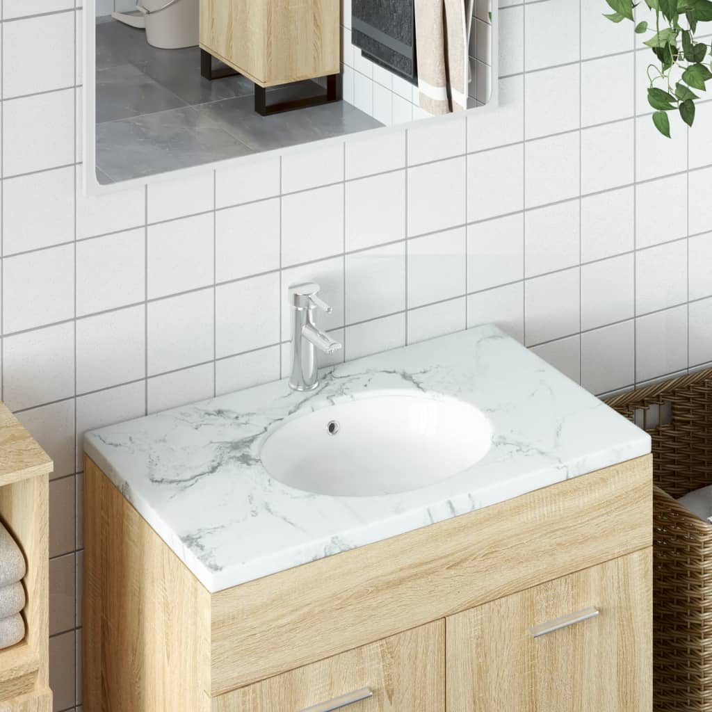  Kúpeľňové umývadlo biele 33x29x16,5 cm oválne keramické