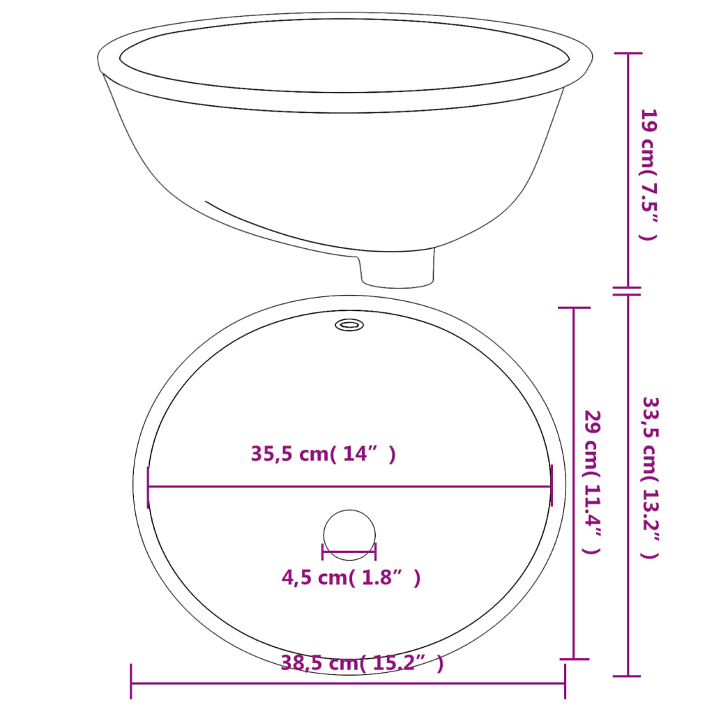  Kúpeľňové umývadlo biele 38,5x33,5x19 cm oválne keramické