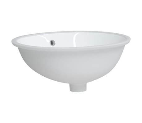 vidaXL &Eacute;vier de salle de bain blanc 47x39x21 cm ovale c&eacute;ramique