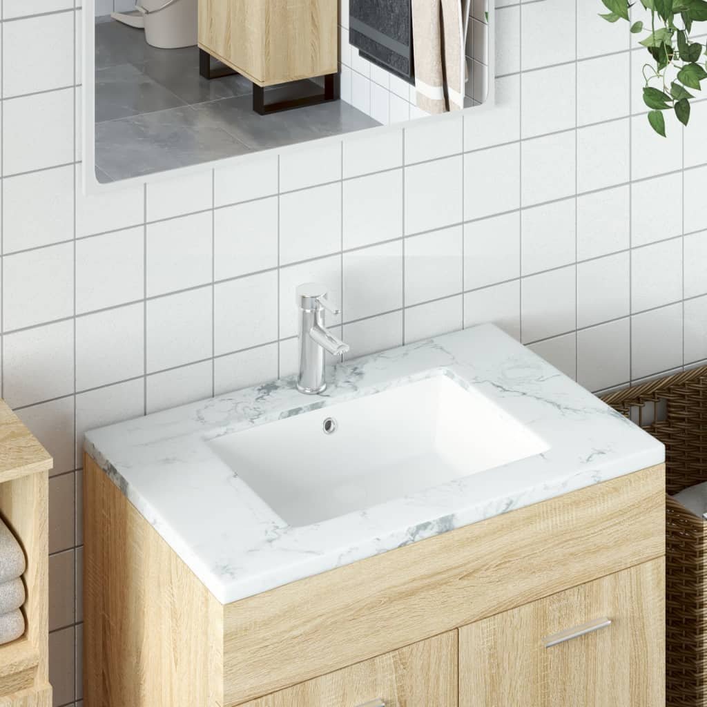 vidaXL Chiuvetă de baie, alb, 55,5x40x18,5 cm, pătrată, ceramică
