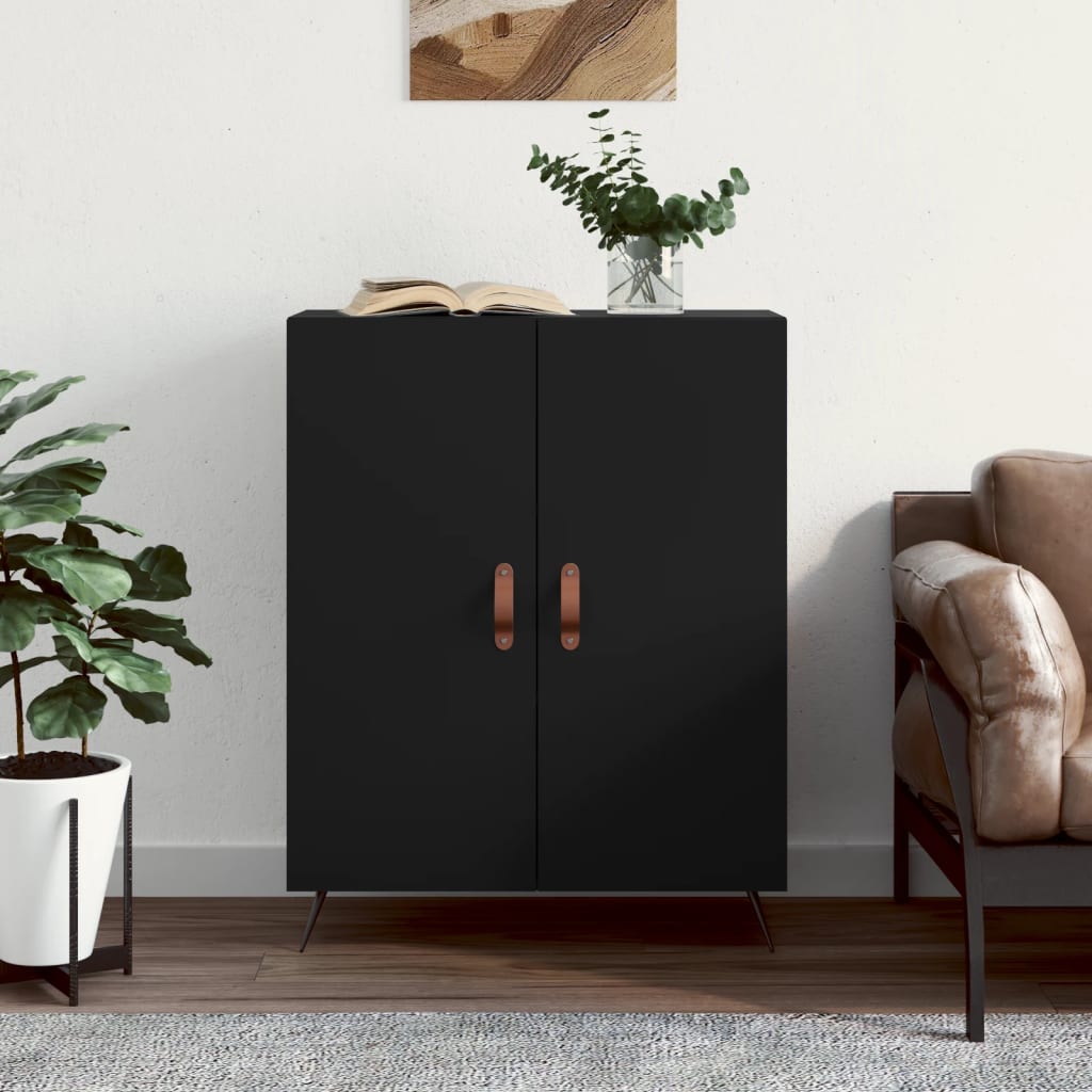 Buffet noir 69,5x34x90 cm bois d'ingénierie