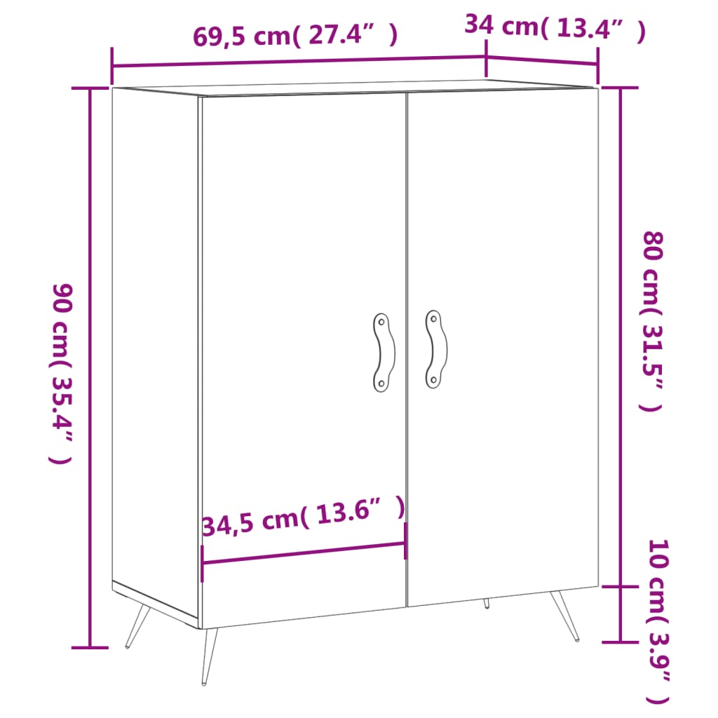 Komoda betonsko siva 69,5x34x90 cm inženirski les