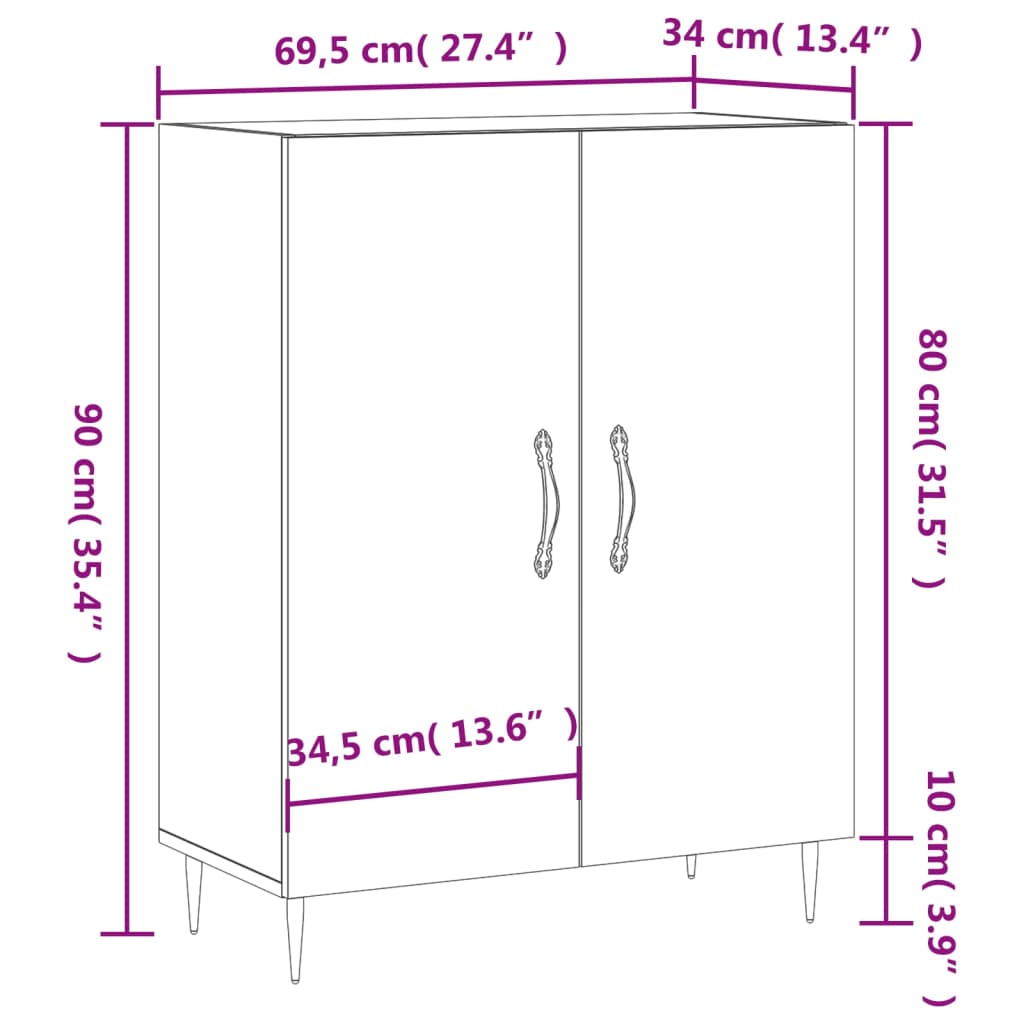 Dulap, gri sonoma, 69,5x34x90 cm, lemn compozit