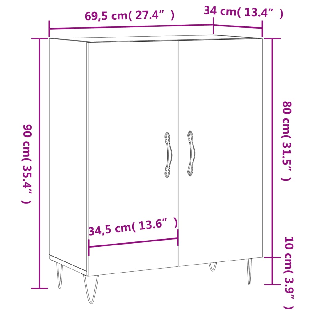 Komoda siva sonoma 69,5x34x90 cm inženirski les