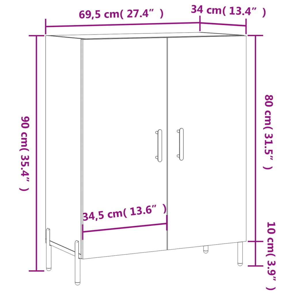 Komoda bela 69,5x34x90 cm inženirski les