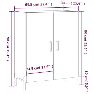 Příborník betonově šedý 69,5 x 34 x 90 cm kompozitní dřevo - obrázek 12