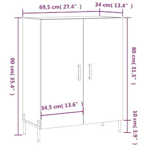 Příborník kouřový dub 69,5 x 34 x 90 cm kompozitní dřevo - obrázek 12