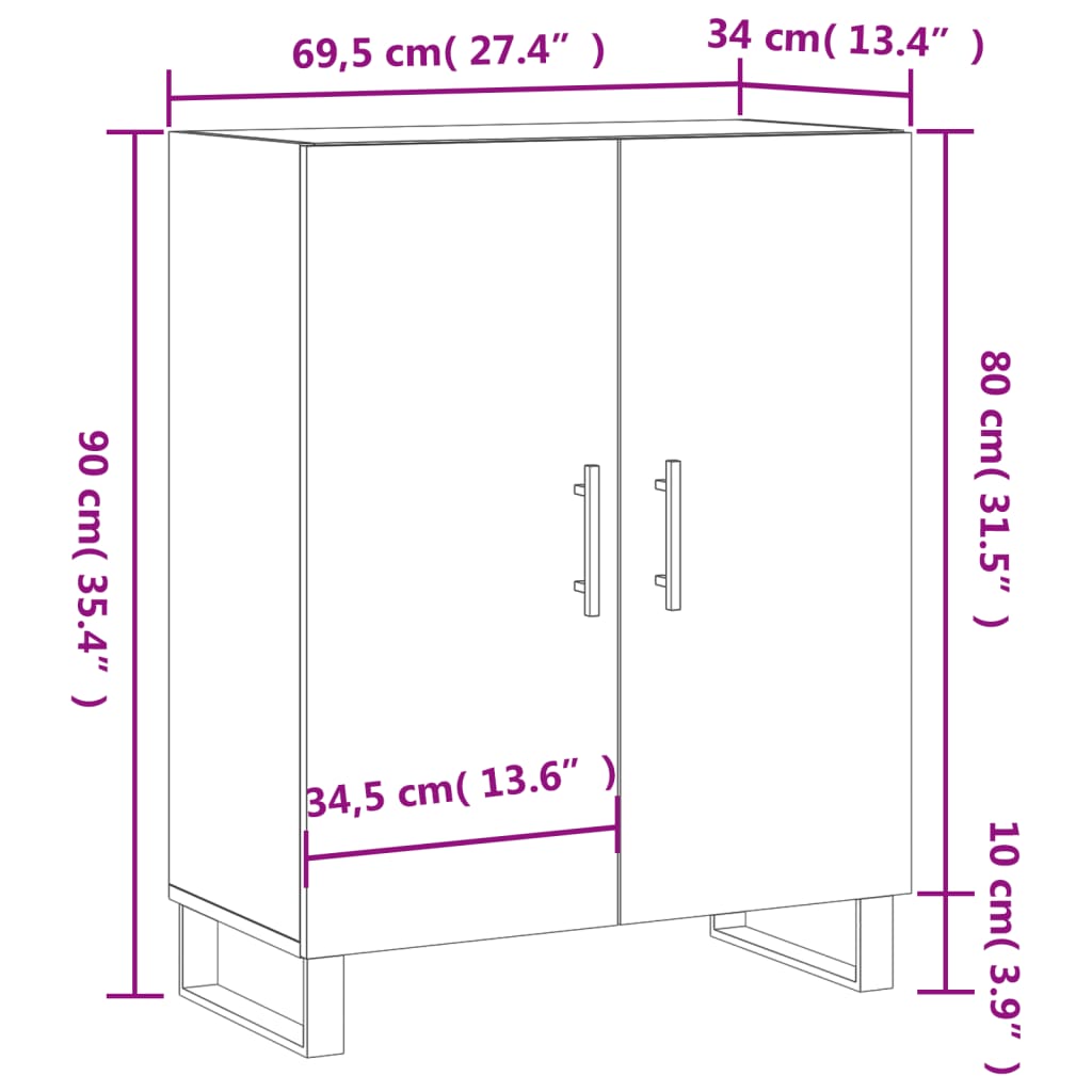 Komoda bela 69,5x34x90 cm inženirski les