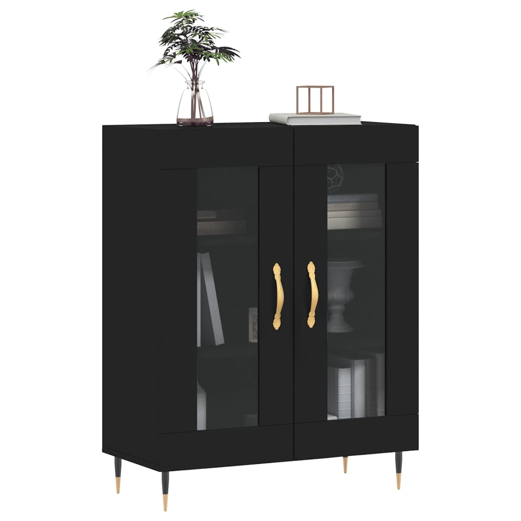 vidaXL Dressoir 69,5x34x90 cm bewerkt hout zwart afbeelding