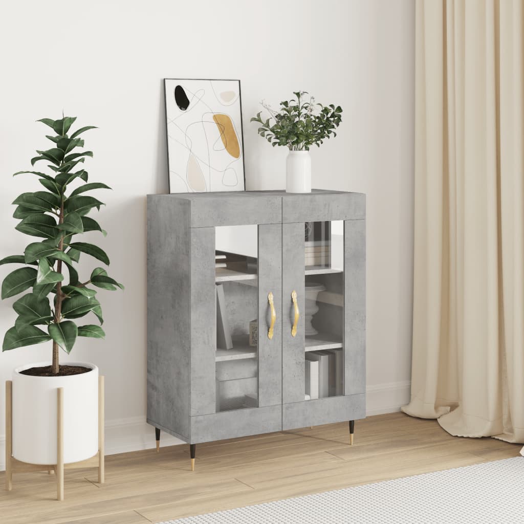 vidaXL Buffet gris béton 69,5x34x90 cm bois d'ingénierie