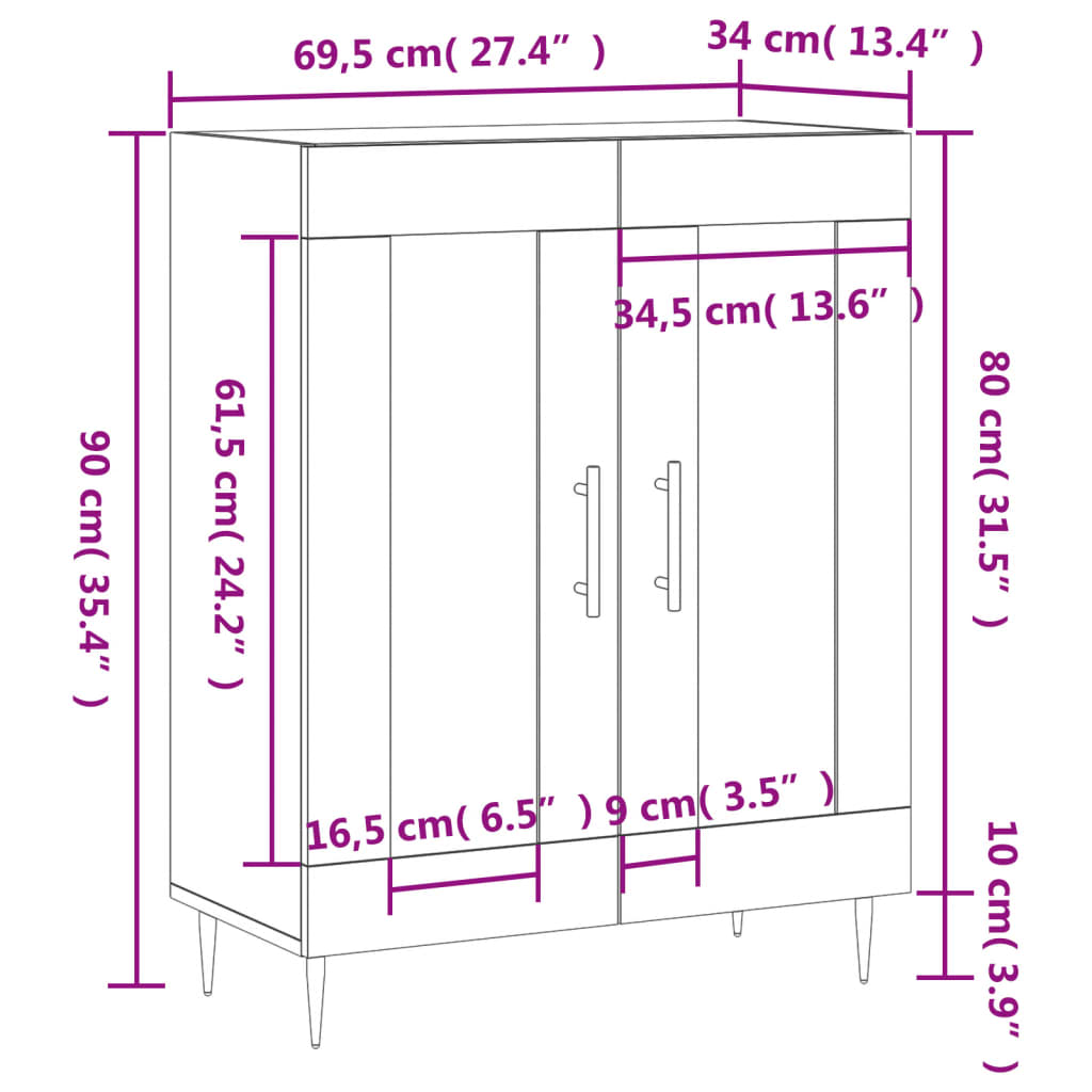 Dulap, alb, 69,5x34x90 cm, lemn compozit