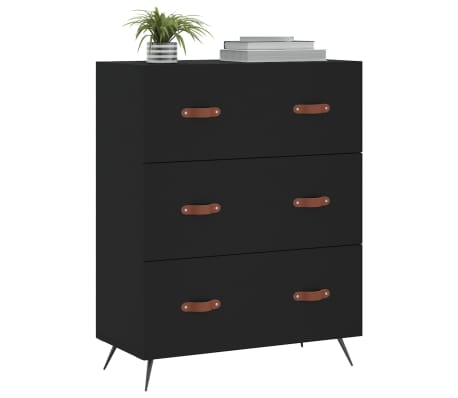 vidaXL Commode noir 69,5 x 34 x 90 cm bois d'ing&eacute;nierie