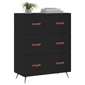 vidaXL Commode noir 69,5 x 34 x 90 cm bois d'ing&eacute;nierie